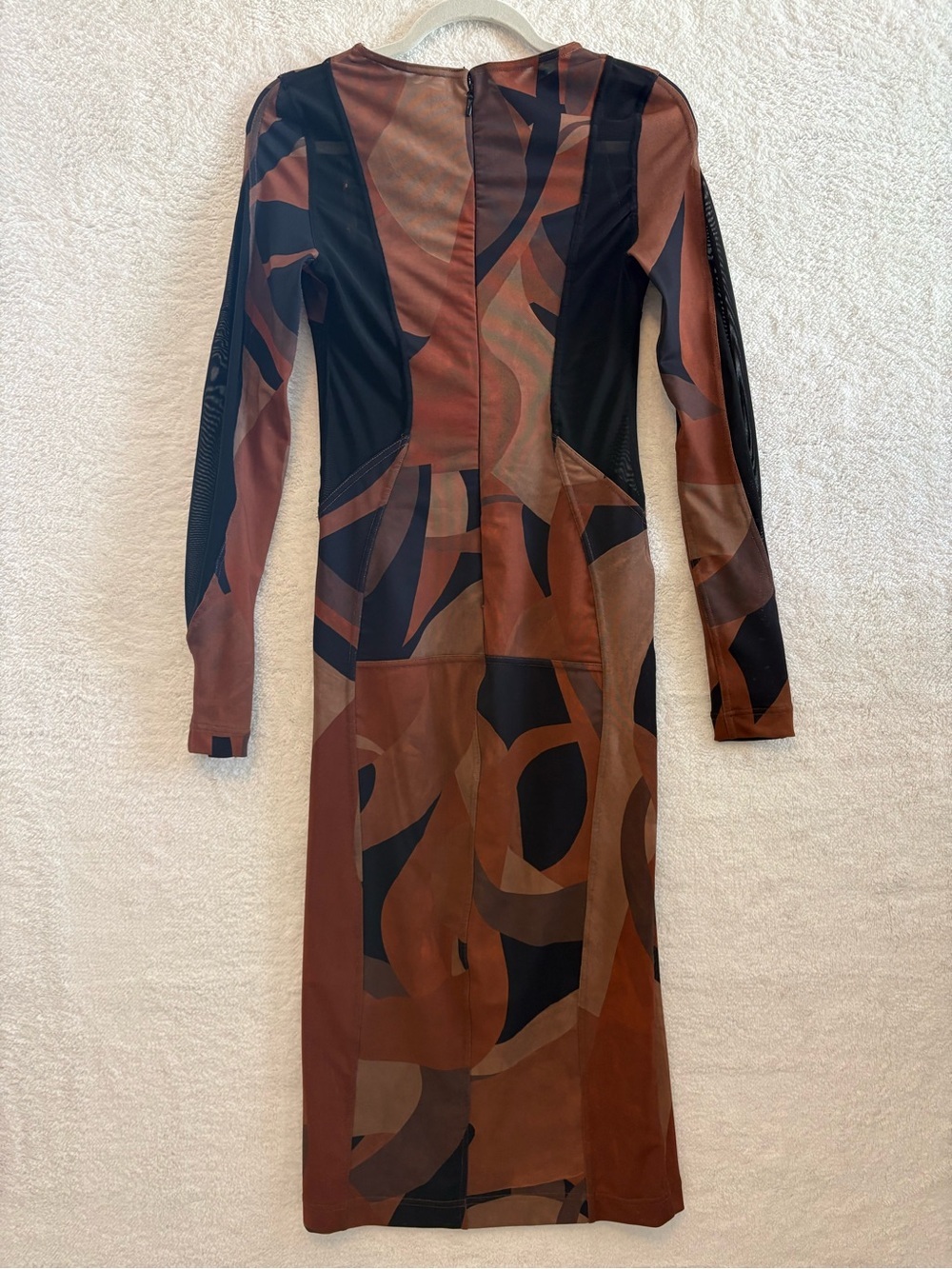 House of CB Cassidy Brown Abstract Bodycon Midi Dress Size Medium - Picture 6 of 12
